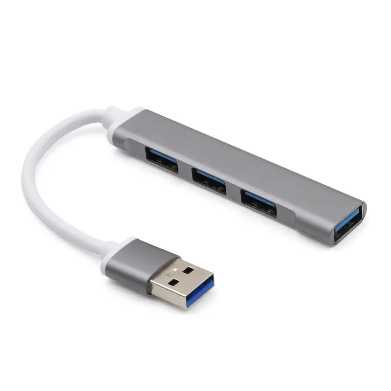 Multiport USB 3.0 Ke 4 Port USB 3.0, Adaptor HUB Aloi Aluminium 4 In 1 untuk Transfer Data Komputer Adaptor HUB USB