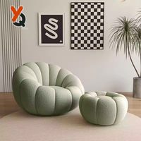 Fauteuil de relaxation pivotant en velours de qualité supérieure, modèle citrouille, inclinable, avec housse amovible, compact, monoplace, pour salon moderne