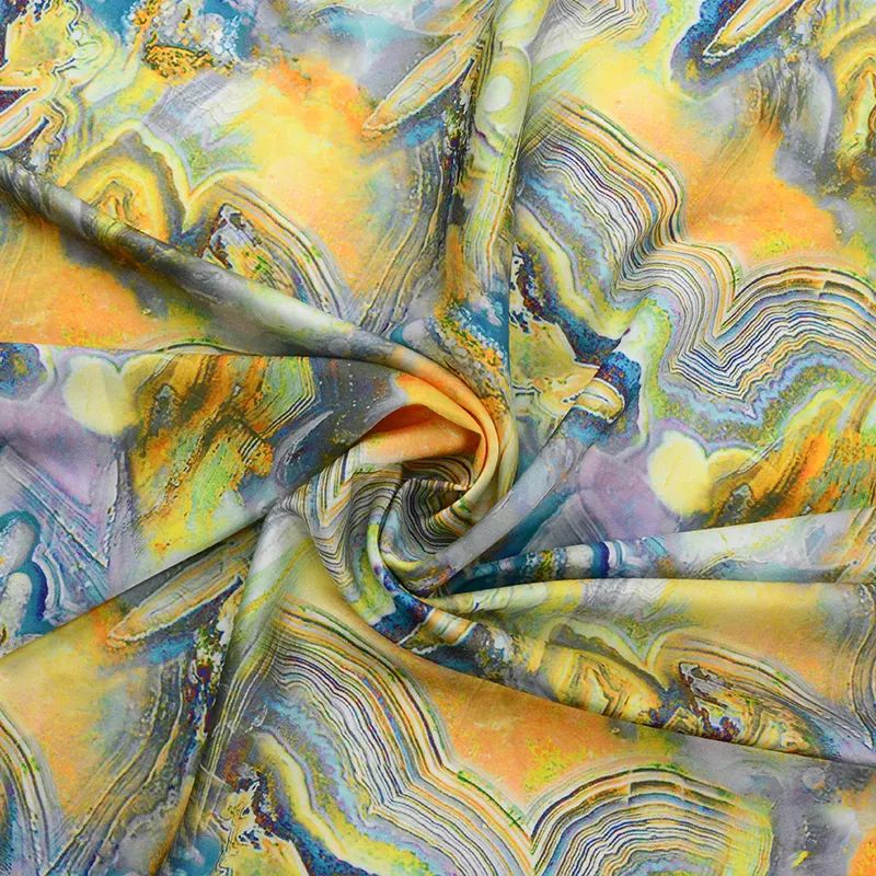 Floral Design Custom Printed Satin Stretch Silky Silk Like Polyester Satin Fabric for Dresses