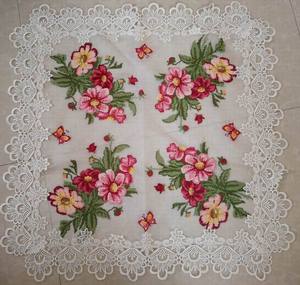 <strong>Easter</strong> Floral Embroidered and Cutwork Disposable 100% Polyester Square <strong>Table</strong> <strong>Cloth</strong> - Product Image 1
