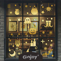 Personalizado de alta calidad a prueba de agua Día de Todos los Santos Festival de Halloween Fantasma Calabaza Gato Murciélago Decoración Ventana Pegatinas de vinilo