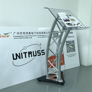 Acrílico transparente 4 pies gris <span class=keywords><strong>aluminio</strong></span> concierto vidrio discurso podio - Product Image 6