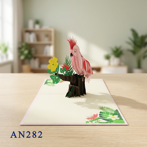 Handmade Customized Folk Art Pink Cockatoo 3D Pop <b>Card</b> Laser Cut Paper Animal Art Wedding <b>Birthday</b> Envelope Gift Crafts Offset - Product Image 5