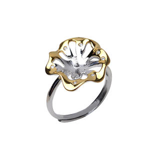 Bague en argent S925 à motif de fleur ouverte, 7-9 perles, accessoires de bijoux, plateau vide semi-fini amovible, bague de séparation de couleur - Product Image 5