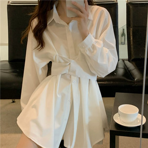 <span class=keywords><strong>Robe</strong></span> chemise ample vintage à manches longues, cintrée et flatteuse pour la silhouette, style français asymétrique pour femme, automne 113 - Product Image 3