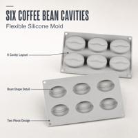 Moule à chocolat en silicone de qualité alimentaire Yongli pour grains de café, six cavités, sans BPA, résistant à la chaleur