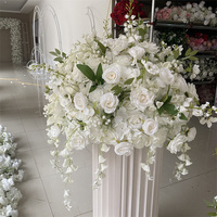 QSLH Ti481 el yapımı yapay beyaz gül çiçekler top Centerpieces düğün Centerpieces çiçek topu örümcek Ivy orkide ile