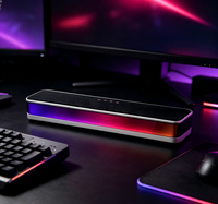 Barre de son LED RGB multicolore, Bluetooth 5.4, sortie 10W, 2 haut-parleurs externes à aimant de 52 mm, barre de son de bureau rechargeable