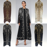 Ensemble de tenue modeste pour femme, style Moyen-Orient, avec veste courte perlée ivoire de qualité supérieure et robe longue plissée, idéal pour l'Aïd, vente en gros, nouveauté