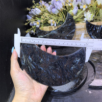 Cristal d'astrophyllite naturel, grande pierre polie en forme de cœur de lune, rare, bleu feu, sculptée pour la guérison et la décoration intérieure