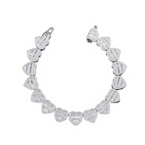 Testeur de diamants XG Pass, bracelet en moissanite, plaqué or argent 925, chaîne cubaine VVS, pierres baguettes, unisexe, certifié par une tierce partie - Product Image 3