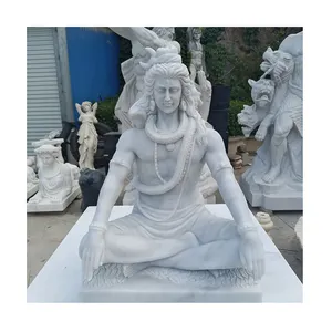 Large Hand Carved Outdoor Stone Sculpture Decorative Hindu Murthi Religious Buddha Marble Lord Shiva Statue