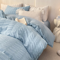 Parure de lit style princesse effet bulle, 100% microfibre, housse de couette, couleurs Seersucker disponibles
