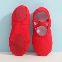 Chaussons de ballet pour filles, dessus en toile, semelle extérieure en cuir, chaussures plates souples pour la danse acrobatique en intérieur