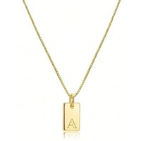Collar con Letra de Acero Inoxidable Chapado en Oro de 18K, Collares con Iniciales de Nombre en Oro, Collar con Colgante de Iniciales Personalizadas para Mujer