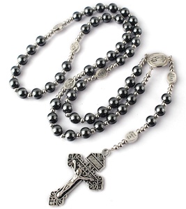 <span class=keywords><strong>Rosario</strong></span> de Hematita de 8mm con Cuentas de Acero Inoxidable y Cuentas de la <span class=keywords><strong>Divina</strong></span> <span class=keywords><strong>Misericordia</strong></span>, Collar de <span class=keywords><strong>Rosario</strong></span> con Crucifijo del Perdón para Hombre - Product Image 6