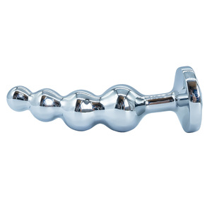 3 Tailles, Plug <span class=keywords><strong>Anal</strong></span> en Acier Inoxydable avec Triple Perles Métalliques à Tirer, Orné de Pierres, Jouet Sexuel de Massage - Product Image 5