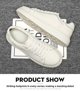 Summer Top-layer Cowhide White Lace-up Durable Sneakers Thick Soles <b>Height</b>-<b>increasing</b> Sports Versatile Business Shoes - Product Image 6
