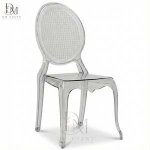 <b>Clear</b> Polycarbonate Cane Pattern Oval Back <b>Chair</b> Lightweight Durable for Wedding and Hotel Events - Product Image 2