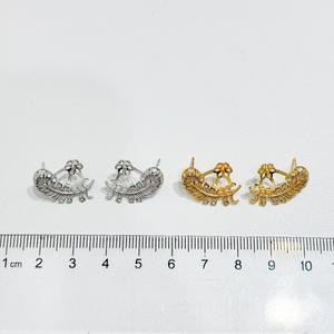 Accessoires en argent S925 pour la création de bijoux, perles rondes de 7-9 mm, 22158, boucles d'oreilles à clous avec plateau vide, plume, bijoux tendance avec clous d'oreille - Product Image 4