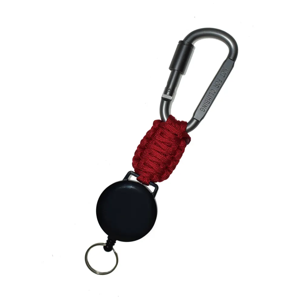 Small Camping Carabiner Retractable Key Chain Badge Reel Holder With Carabiner Clip