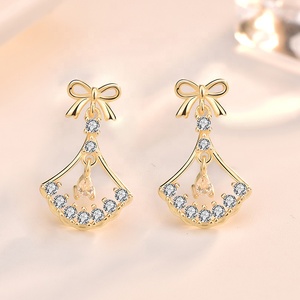 Boucles <span class=keywords><strong>d</strong></span>'<span class=keywords><strong>oreille</strong></span> EL24 en argent Sterling 925, Design créatif, cristal de luxe anti-<span class=keywords><strong>allergie</strong></span>, boucles à nœud papillon pour filles, bijoux - Product Image 4