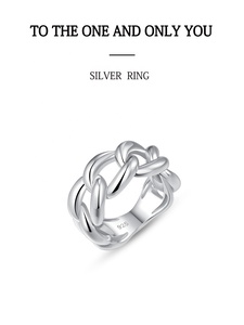 Nhẫn dây xích kiểu Cuba bạc Ý 925 xu hướng 2024, thiết kế độc đáo, bạc trơn, trang sức hiện đại dành cho nam và nữ - Product Image 4