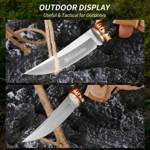 Coltello <span class=keywords><strong>Bowie</strong></span> da Combattimento e Sopravvivenza con Lama Fissa in Acciaio Inox e Manico in Legno, 218MM, per Uso Esterno OEM - Product Image 5