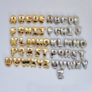 JS2024 Populares <span class=keywords><strong>Abalorios</strong></span> Deslizantes de Letras Iniciales del Alfabeto, Pequeños, Voluminosos <span class=keywords><strong>3D</strong></span>, Chapados en Oro de 18k, con Diseño de Burbuja Gruesa, para Pulseras de Cordón o Cuerda - Product Image 2
