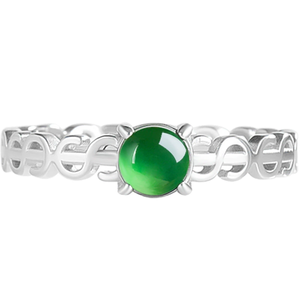 S925 <b>silver</b> inlaid natural A-grade <b>emerald</b> green jade <b>ring</b>, ice type jade stone simple finger <b>ring</b> women's <b>ring</b>, women's jewely - Product Image 5