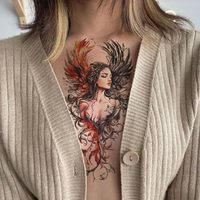 Nouveau design 3D noir réaliste tatouage temporaire feu lion tigre loup fleur crâne Halloween faux tatouages autocollants demi-bras