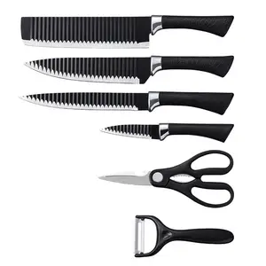 MJ-Juego de cuchillos de cocina multifuncionales de acero inoxidable, cuchillos suiza con pelador de cerámica, 6 uds.