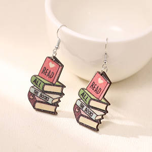 Boucles d'oreilles en acrylique écologiques-Décorations d'oreille en forme de livre d'avion en papier de saison d'ouverture d'école de style européen et américain - Product Image 2