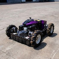 Tondeuse à gazon thermique 4x4 autotractée sans fil télécommandée puissante avec réservoir de carburant grande capacité pour pelouses résidentielles spacieuses