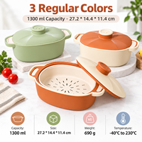 Casserole vapeur en silicone de qualité alimentaire pour micro-ondes avec panier égouttoir amovible, cuiseur vapeur de 1300 ml, compatible four et lave-vaisselle