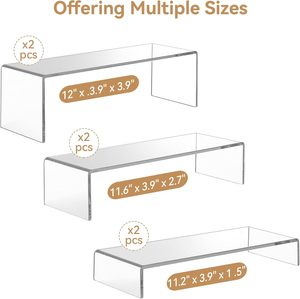 Support d'exposition rectangulaire transparent en acrylique AURORA, grand, à étagère unique, personnalisable, style Art Déco, poli, autoportant pour - Product Image 4