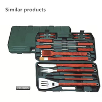 Boîtier en aluminium Portable emballage 3 pièces griller caisse en bois en acier inoxydable outils de Barbecue de jardin pince ensemble de barbecue outil de grillade