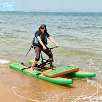 Vélo aquatique gonflable Long Pontoon 1 place avec cadre en aluminium et plateforme flottante avant, vitesse accrue pour le lac, pliable, de Chine Lumark