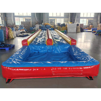 Toboggan aquatique gonflable long personnalisé à double piste avec piscine, prix usine Chine