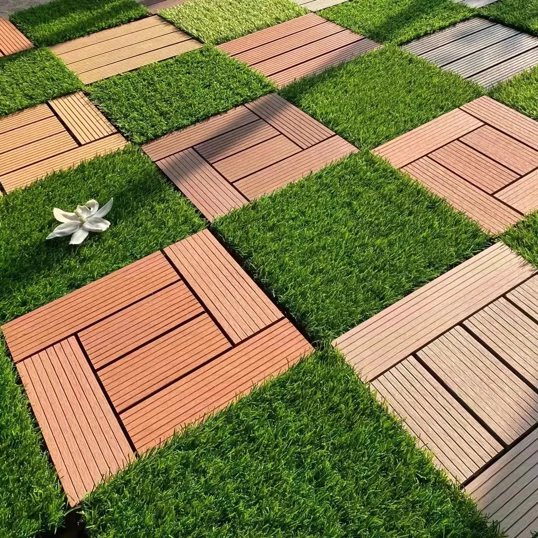 Grijze Zwarte Kleur Diy Nieuw Ontwerp Balkon En Tuin Buiten Gebruik Decoratieve Vuurvaste En Waterdichte Wpc Vloer Wpc Tegels