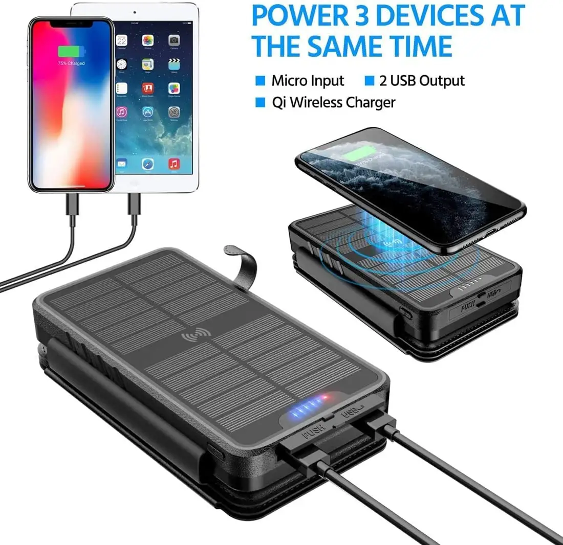 Hot Selling 38800mAh IP67 Waterproof Battery With LED Flashlight Solar Charger Power Bank