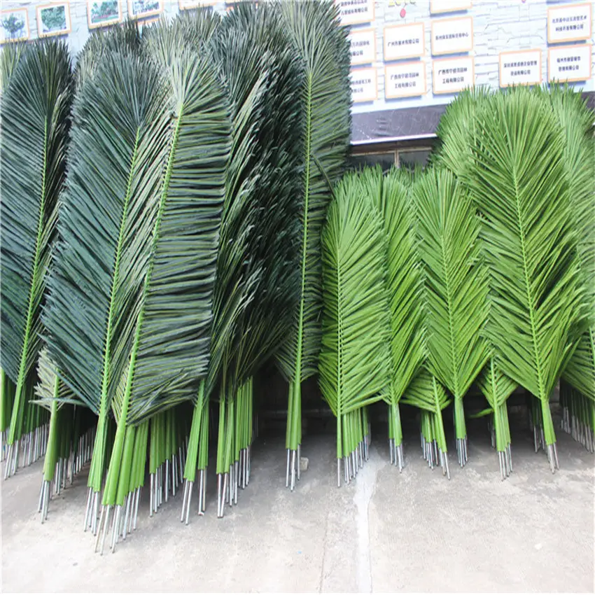 Artificial plam trees leaf for coconut tree faux plants plastic leaves garden supplies decoration for indoor outdoor hot sale