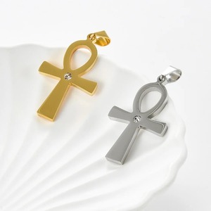 Colgante de cruz Ankh egipcio antiguo de acero inoxidable para collar, para hombres y mujeres, color plata y oro, amuleto retro, joyería, regalos - Product Image 3