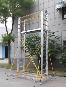 Échelle télescopique mobile en alliage d'aluminium de 4 à 9 m, plateforme de travail en hauteur pliable, échelle d'accès - Product Image 5