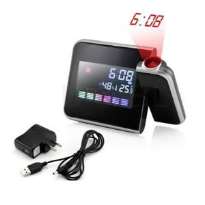 Réveil numérique LED, affichage de l'heure, du jour et de la Date, avec <span class=keywords><strong>projecteur</strong></span> USB, fonction Snooze et thermomètre pour Station météo - Product Image 1