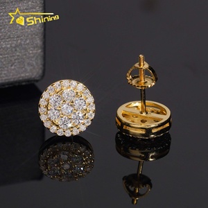 Bijoux en moissanite, <span class=keywords><strong>argent</strong></span> sterling 925, plaqué or, boucles <span class=keywords><strong>d</strong></span>'oreilles à visser, serties de diamants glacés, style hip-hop - Product Image 4