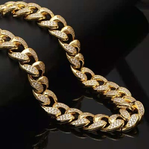 Collar de Alta Calidad con Microincrustaciones de Oro, Cadenas Cubanas con Circonitas 3A - Product Image 4