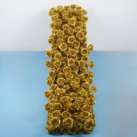 Chemin de table en fleurs artificielles en soie rose dorée, fait main, pour décoration de scène d'événements de mariage intérieurs/extérieurs, à poser au sol