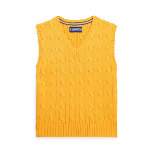 LeBo vente en gros logo personnalisé en coton biologique <span class=keywords><strong>sans</strong></span> manches col en V câble garçons tricoté gilet <span class=keywords><strong>pull</strong></span> - Product Image 5