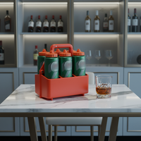 Panier porte-bouteilles en plastique pour 6 bouteilles avec poignée - Porte-boissons portable pour activités de plein air